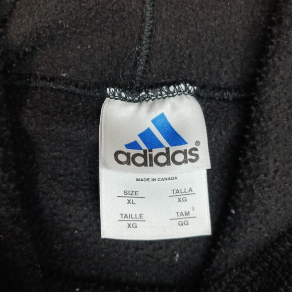 Adidas Black with Grey Stripe Fleece Pullover Hoodie. - Picture 3 of 6